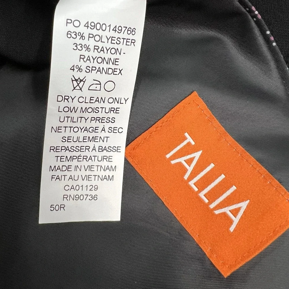 Tallia Blazer Sport Coat Mens 50R Classic Fit‎ Polyester Blend Stretch Black